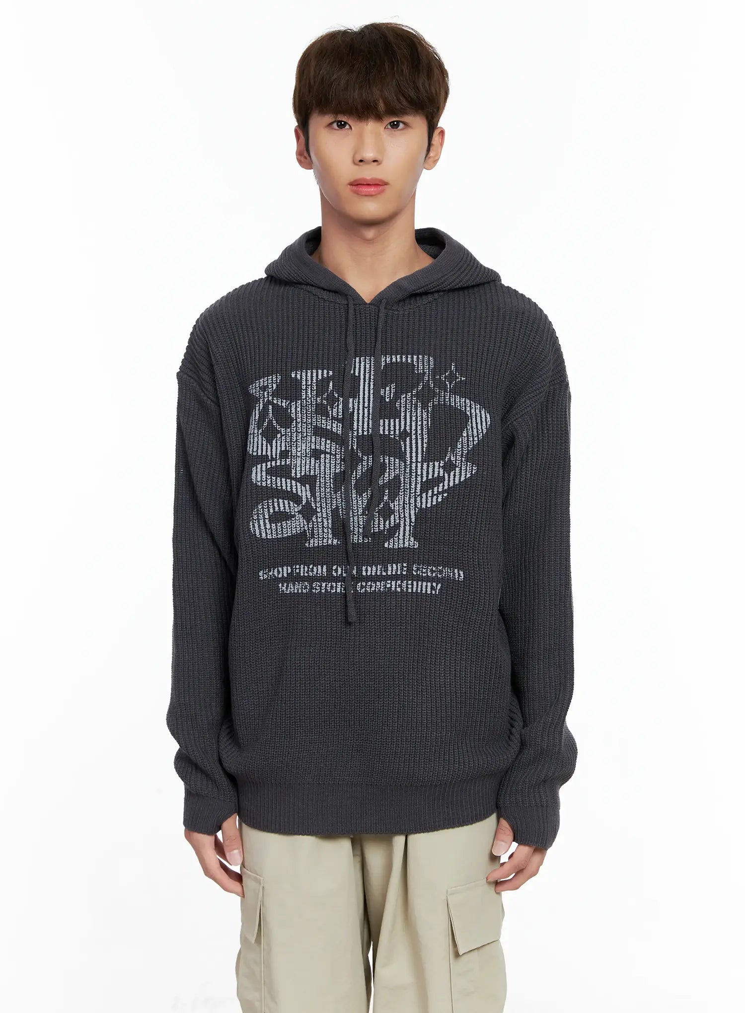 Men's Letter Knit Hoodie IO506