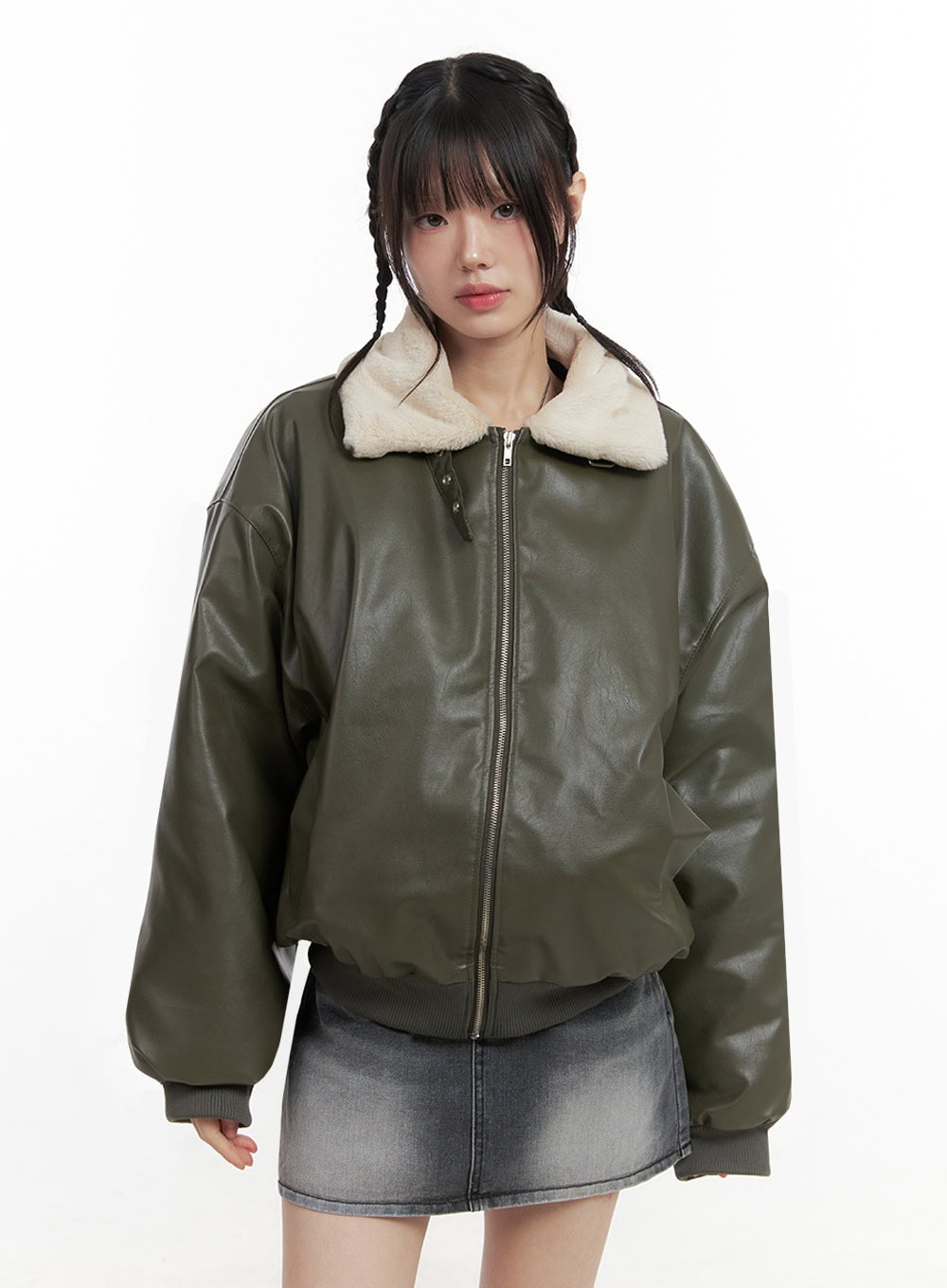 Urban Zip-Up Faux Leather Jacket IN427