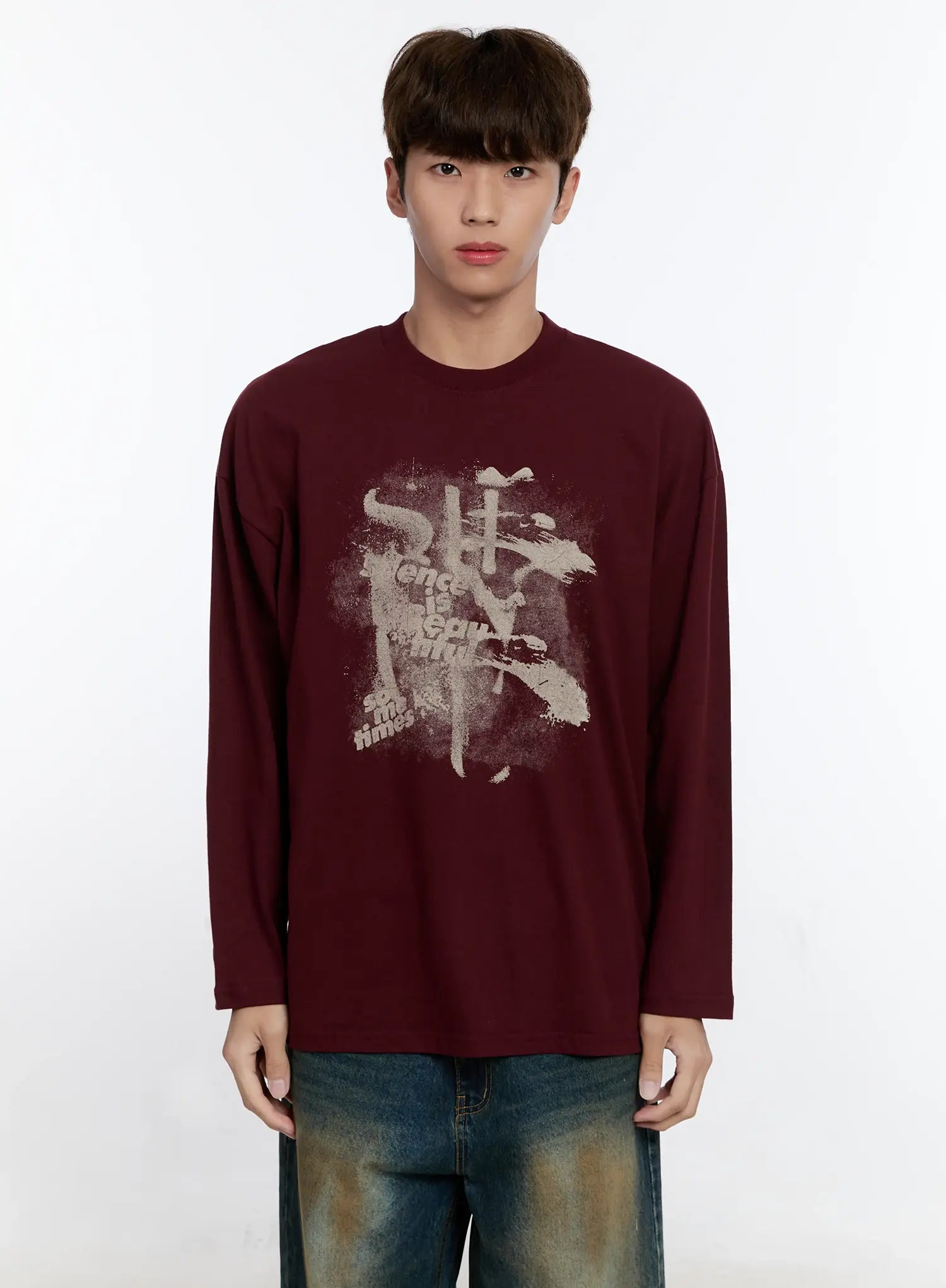 Men's Retro Print Long Sleeve Tee IS530