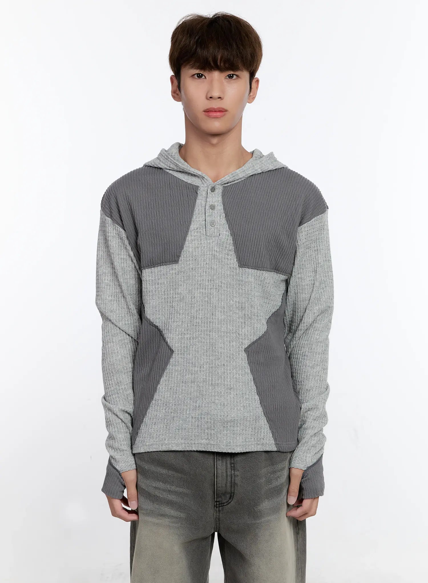 Men's Henley Hooded Sweater IS530