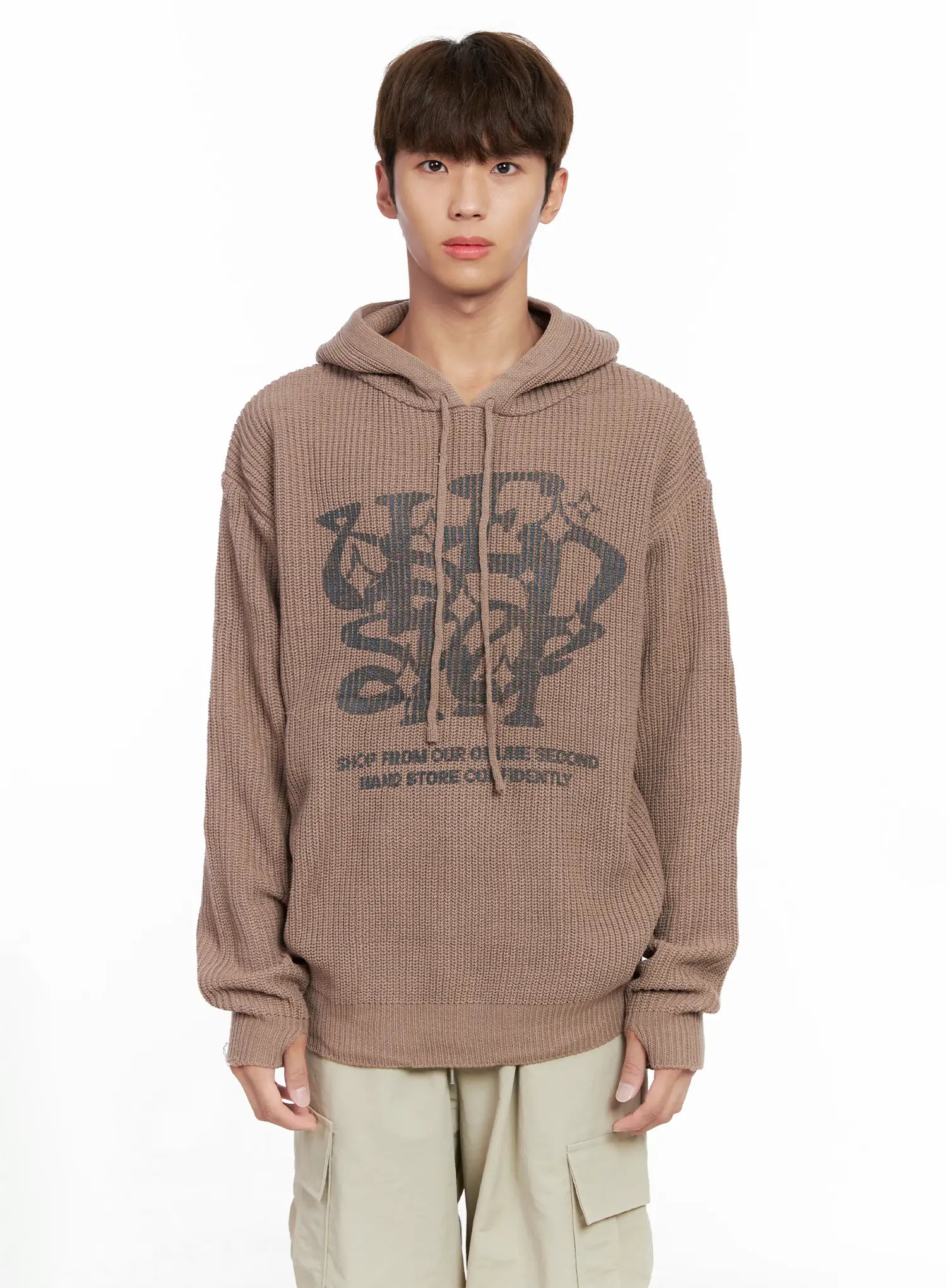 Men's Letter Knit Hoodie IO506