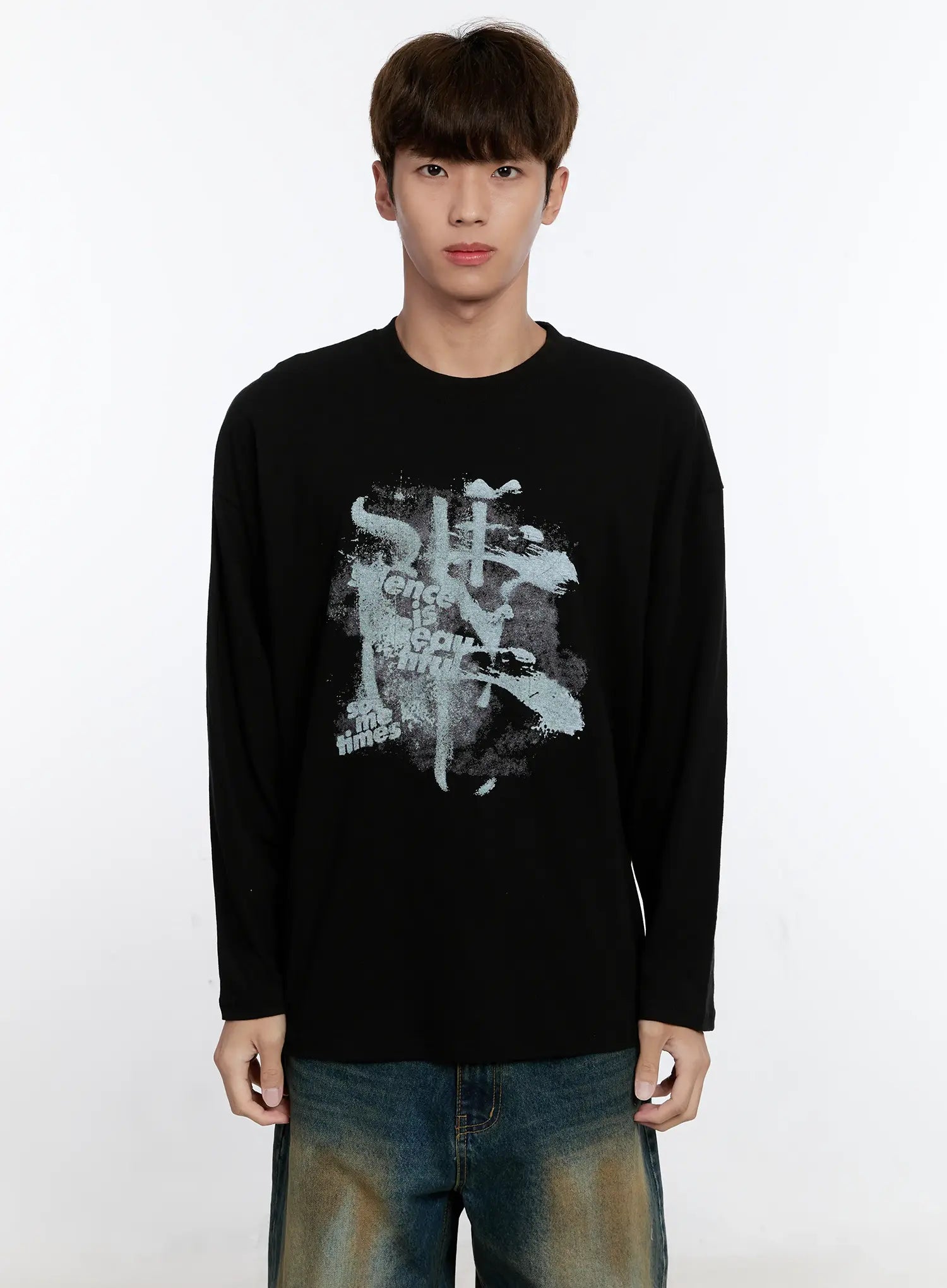 Men's Retro Print Long Sleeve Tee IS530