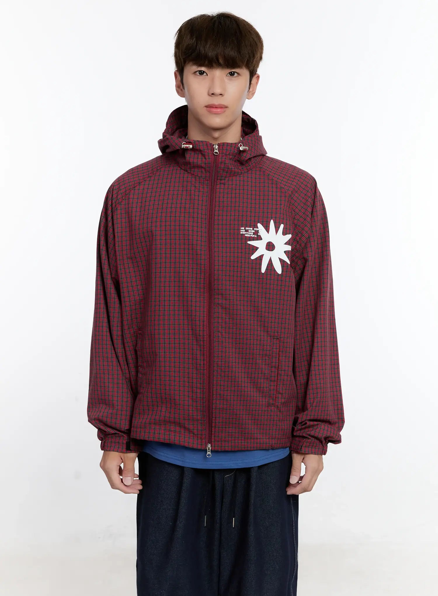 Men's Checkered Windbreaker Jacket IS529