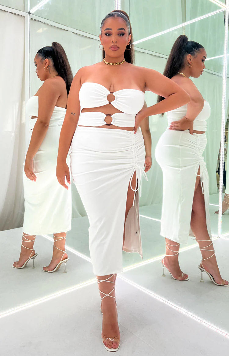 Melody Midi Dress White