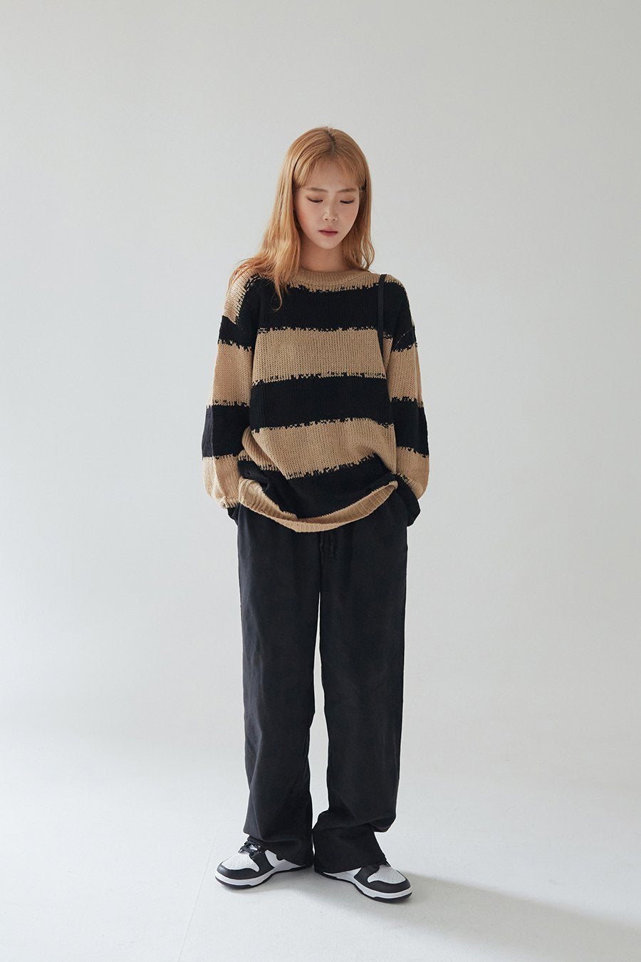 Stripped Distressed Knit Sweater F17