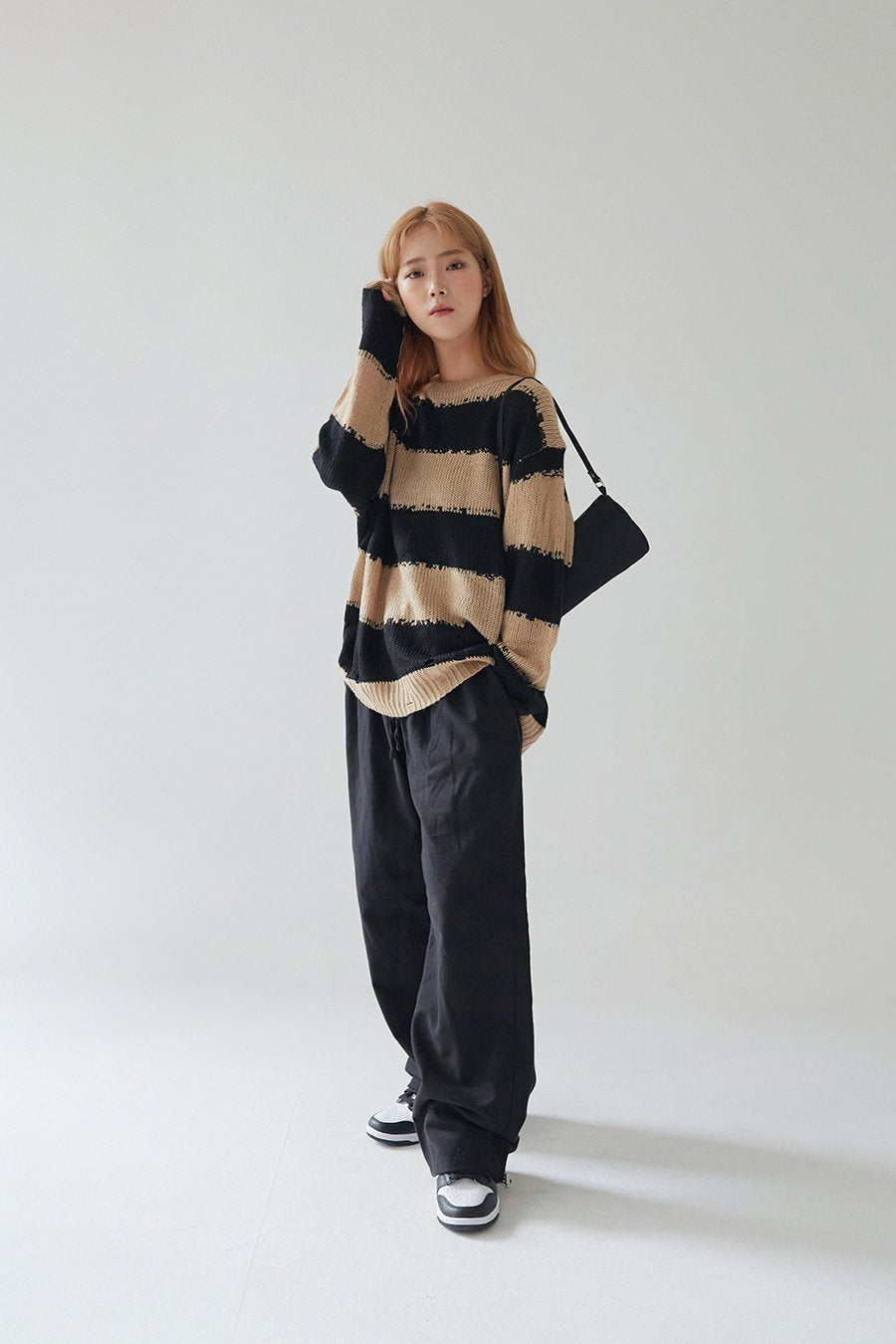 Stripped Distressed Knit Sweater F17