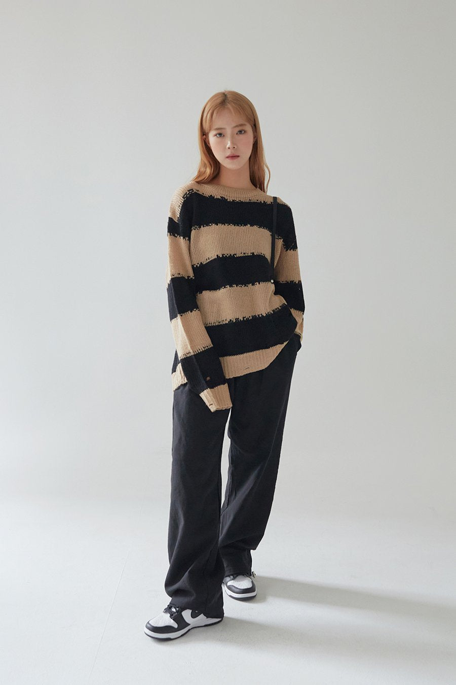 Stripped Distressed Knit Sweater F17