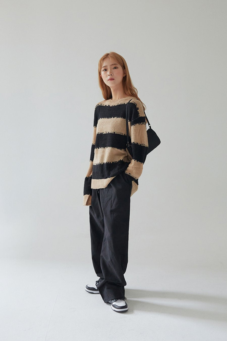 Stripped Distressed Knit Sweater F17