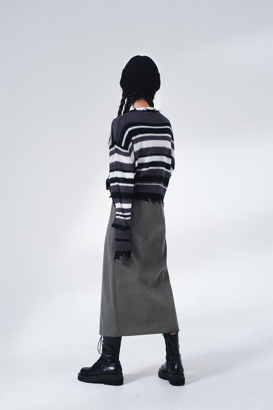 Stripped Cropped Knit Sweater F13