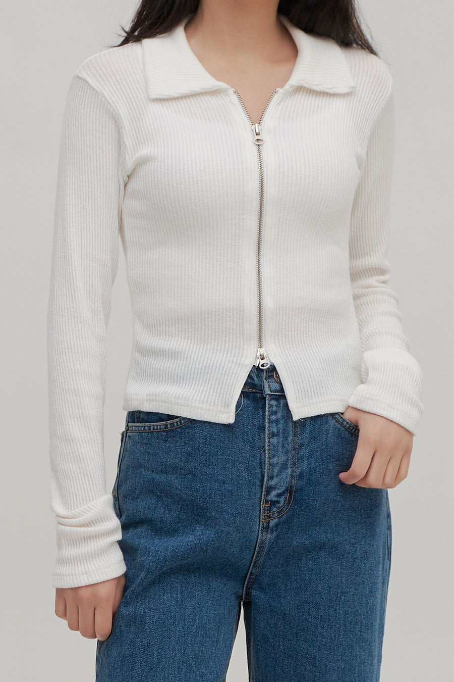 Zip Up Top with Collar F14