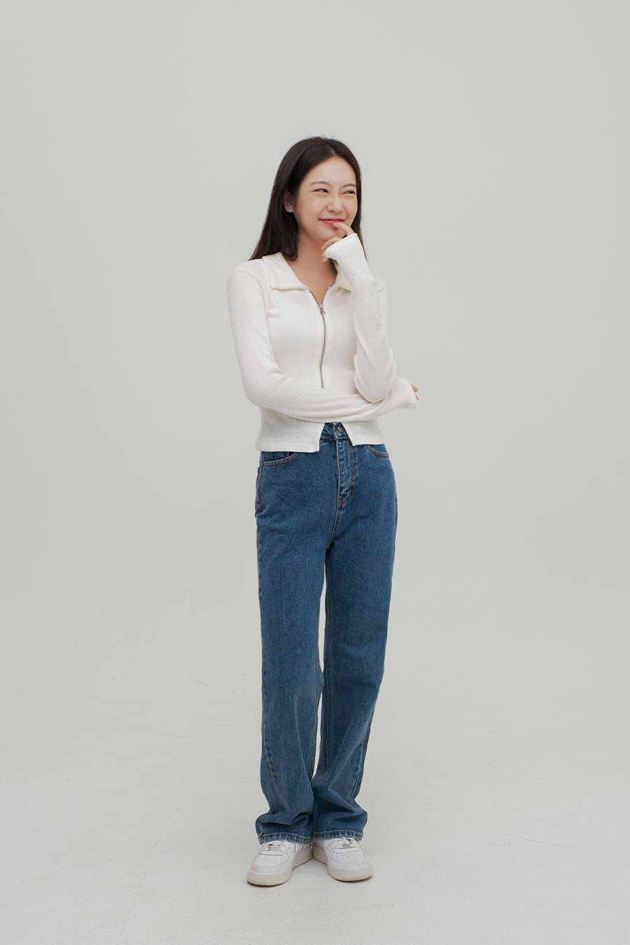 Zip Up Top with Collar F14