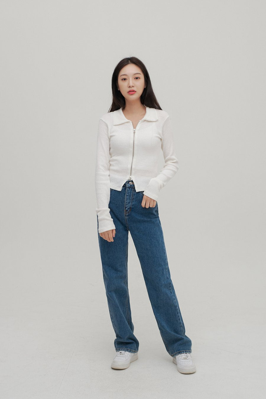 Zip Up Top with Collar F14