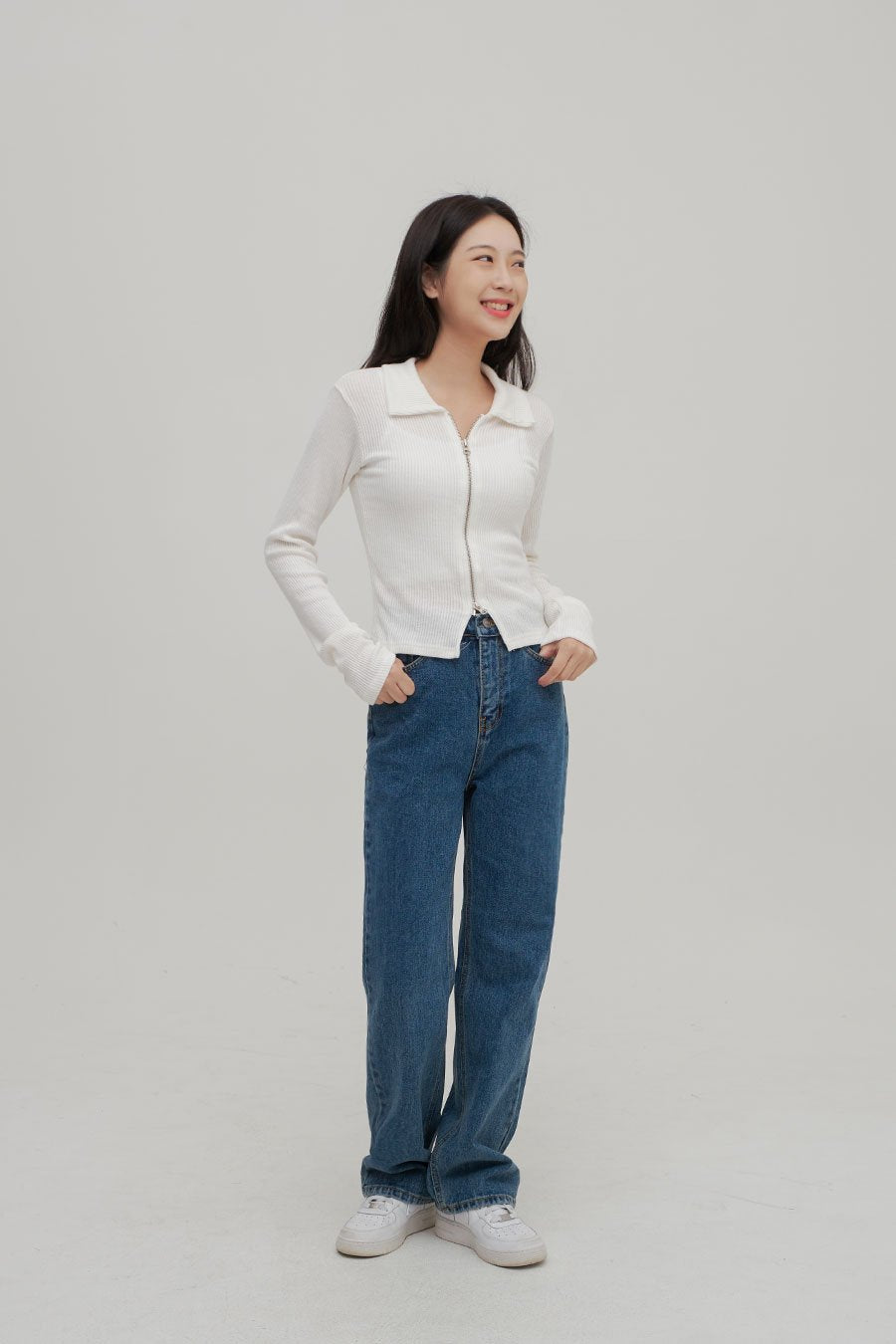 Zip Up Top with Collar F14