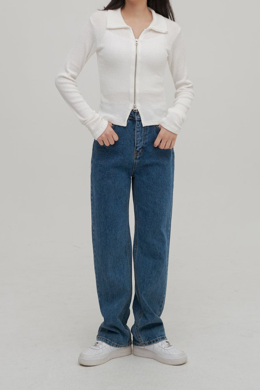 Zip Up Top with Collar F14