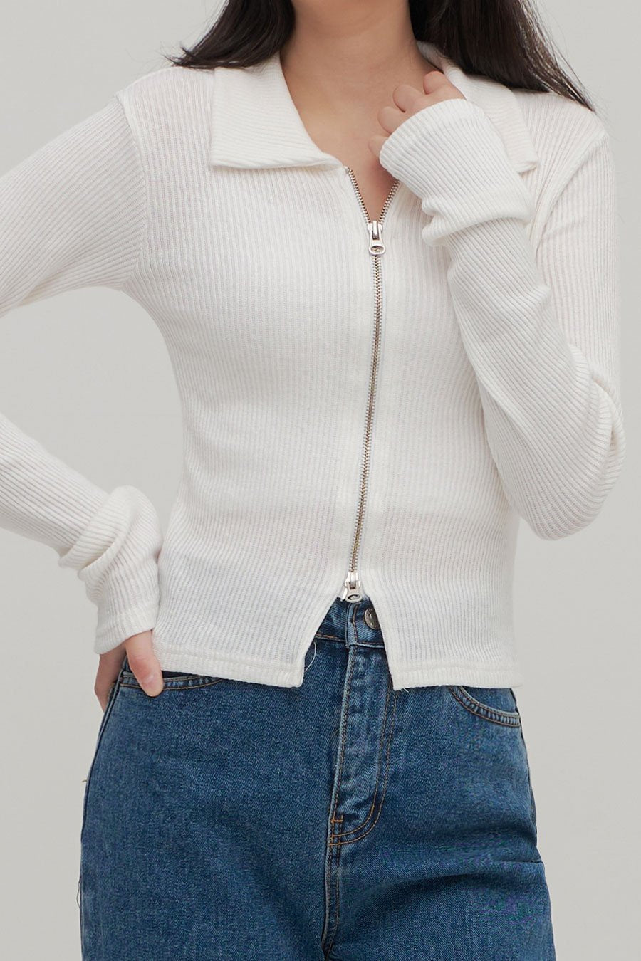 Zip Up Top with Collar F14