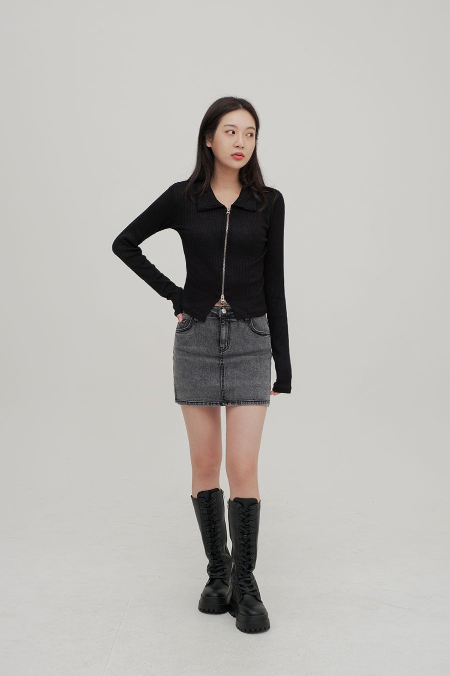 Zip Up Top with Collar F14