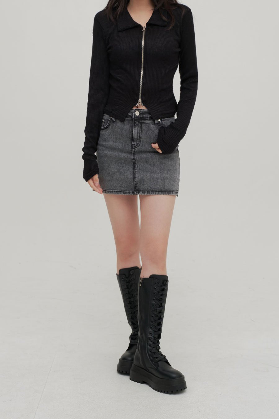 Zip Up Top with Collar F14