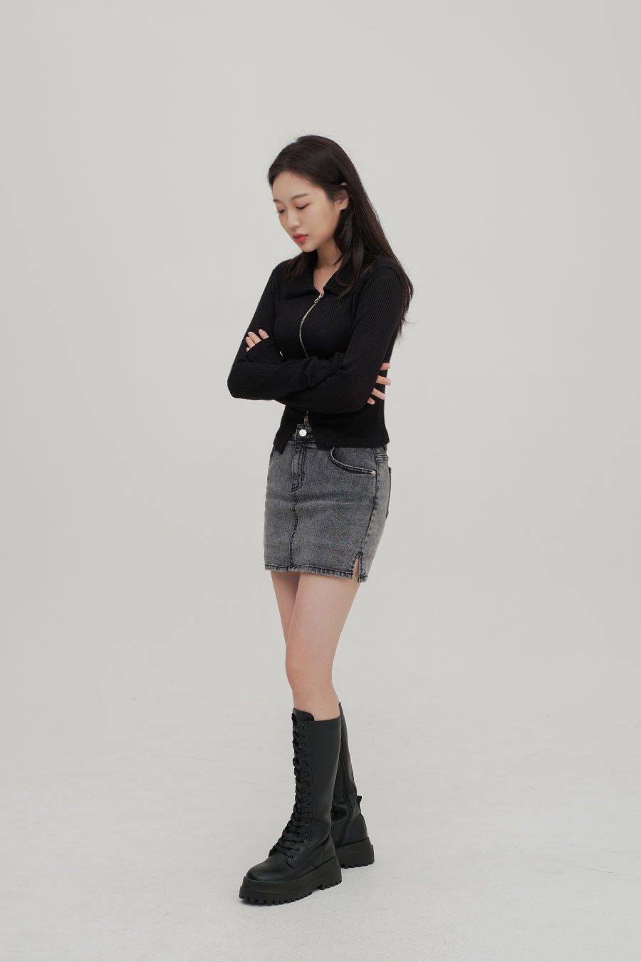 Zip Up Top with Collar F14