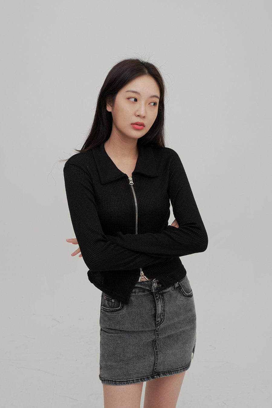 Zip Up Top with Collar F14