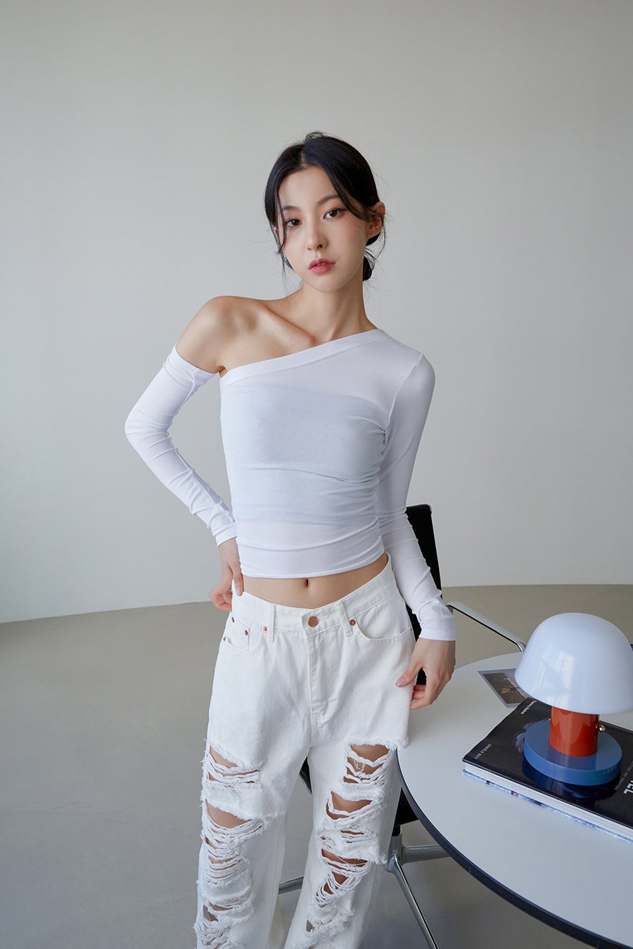One Shoulder Cut Out Crop Top