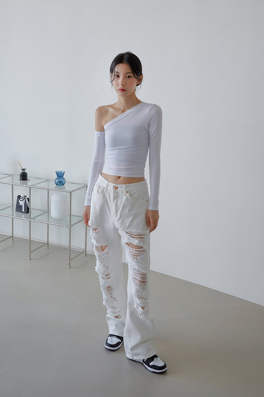 One Shoulder Cut Out Crop Top