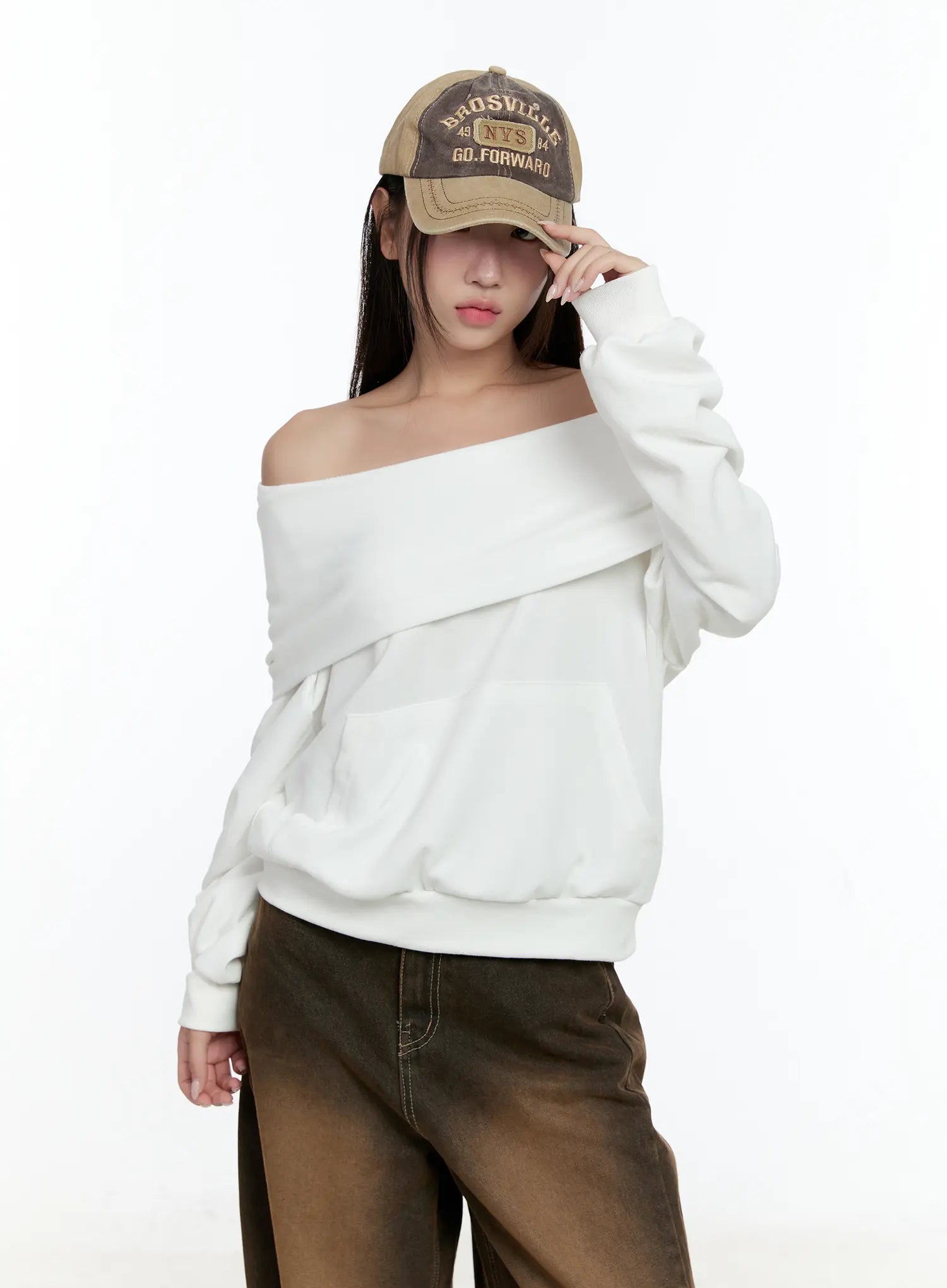Off-Shoulder Pocket Sweatshirt CS517