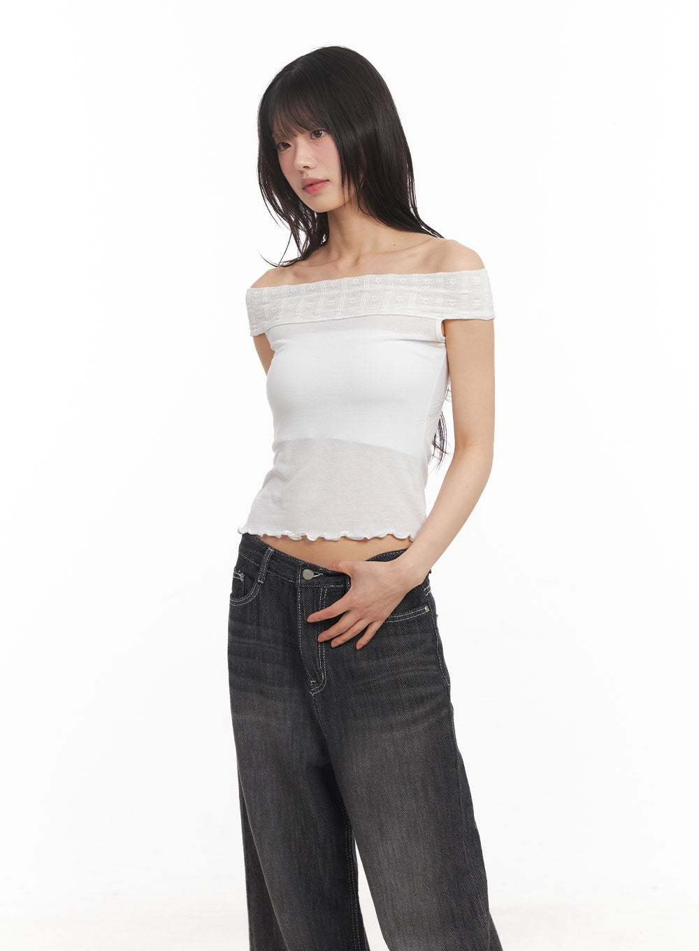 Lace Off-Shoulder Top CA523