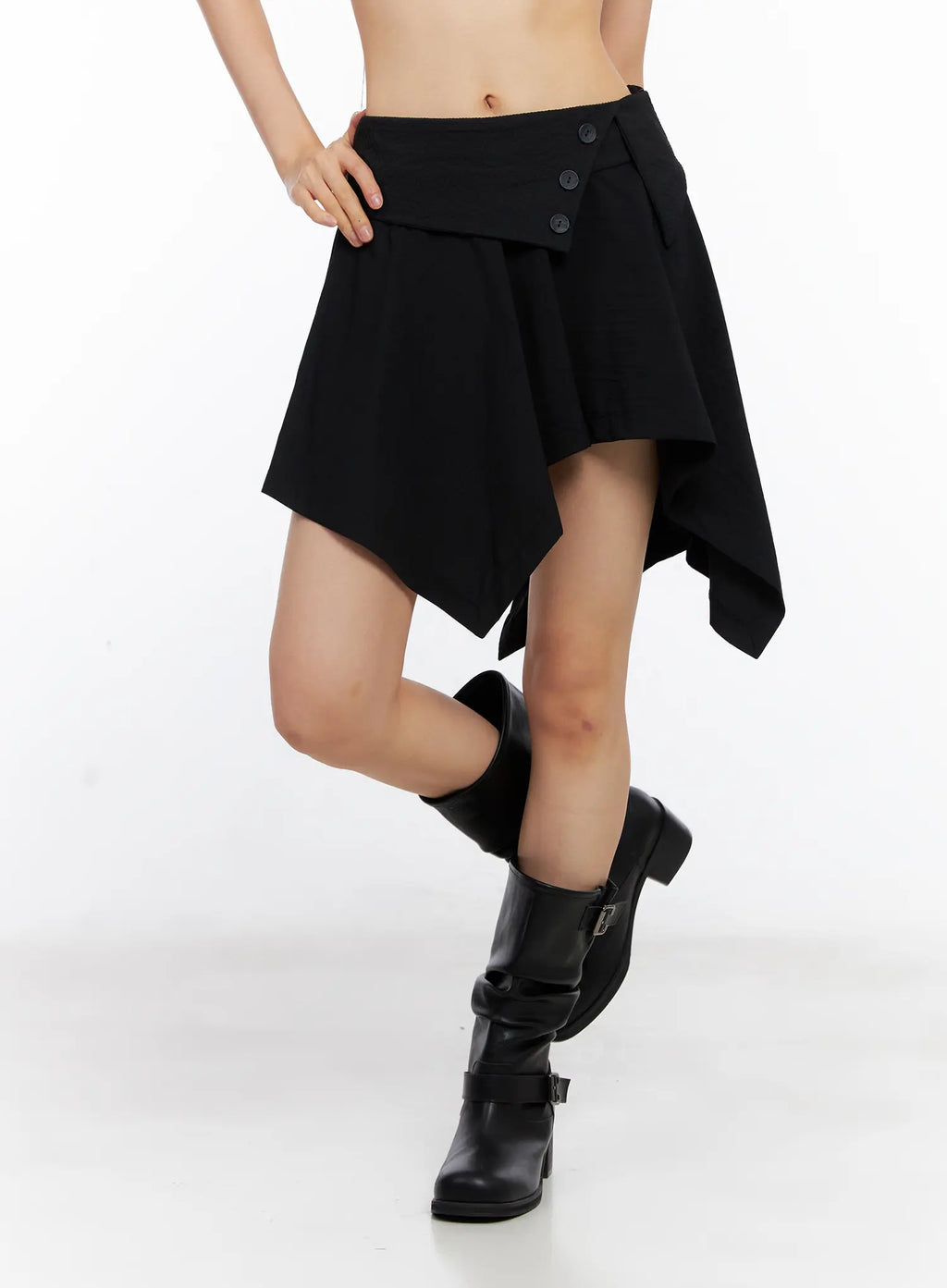 Asymmetric Frill Button Skirt CL530