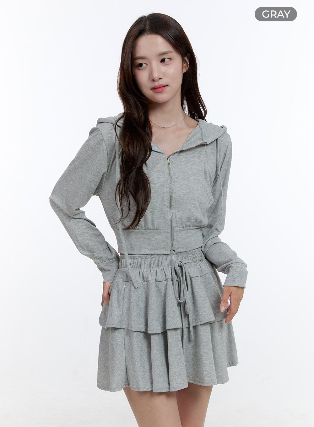 Cropped Zip-Up Hoodie OO407