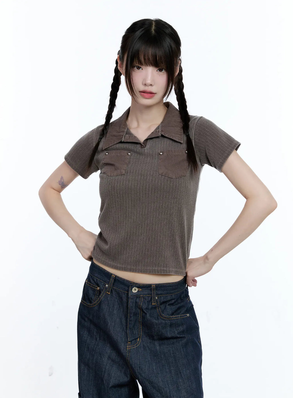 Studded Pocket Collared Tee CG511