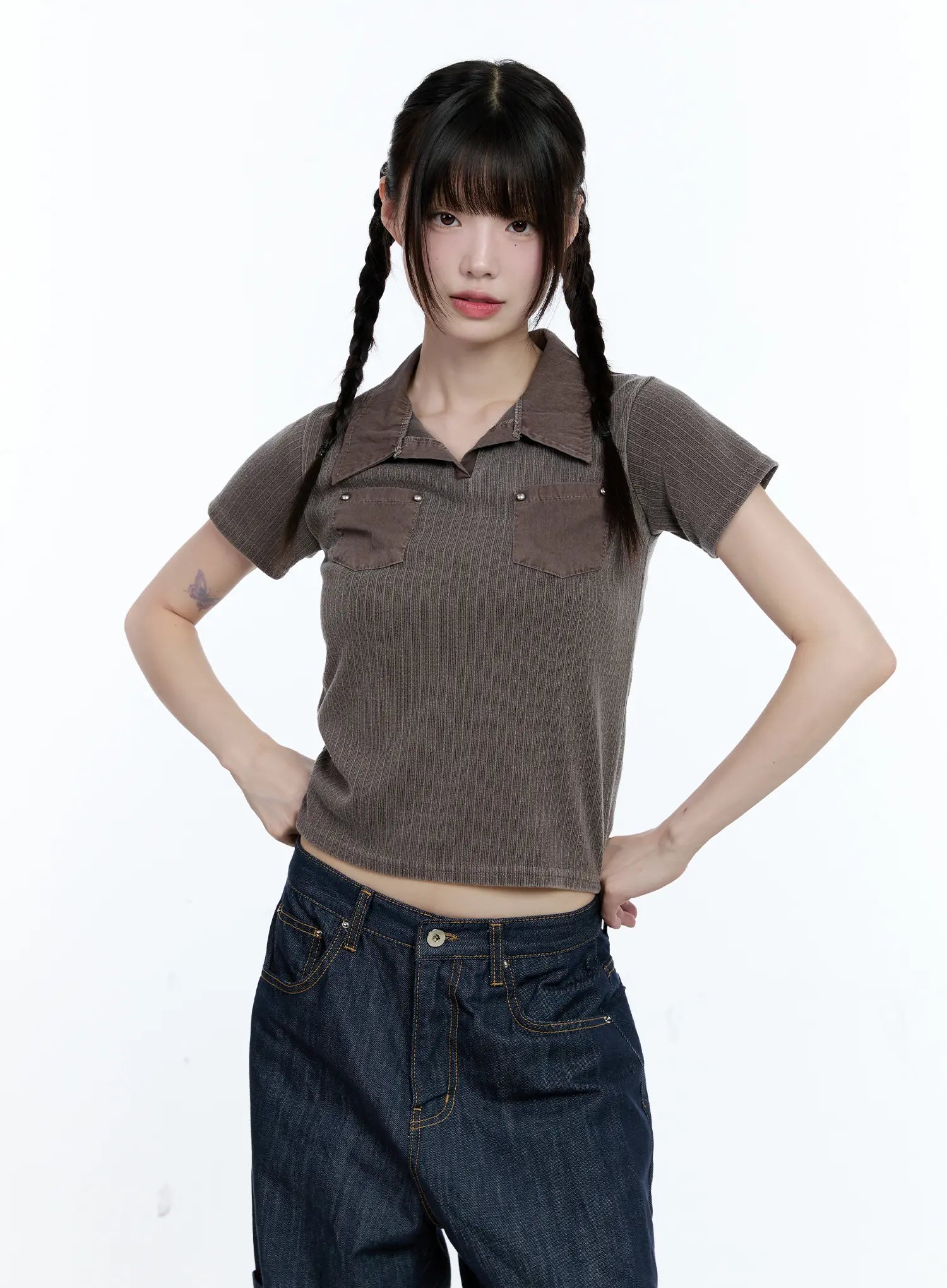 Studded Pocket Collared Tee CG511