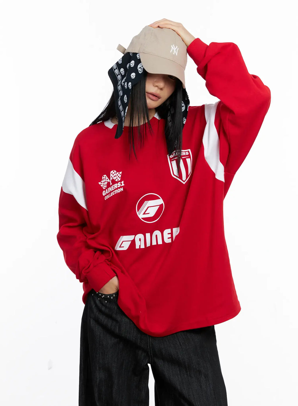 Oversized Graphic Jersey Sweatshirt CS509