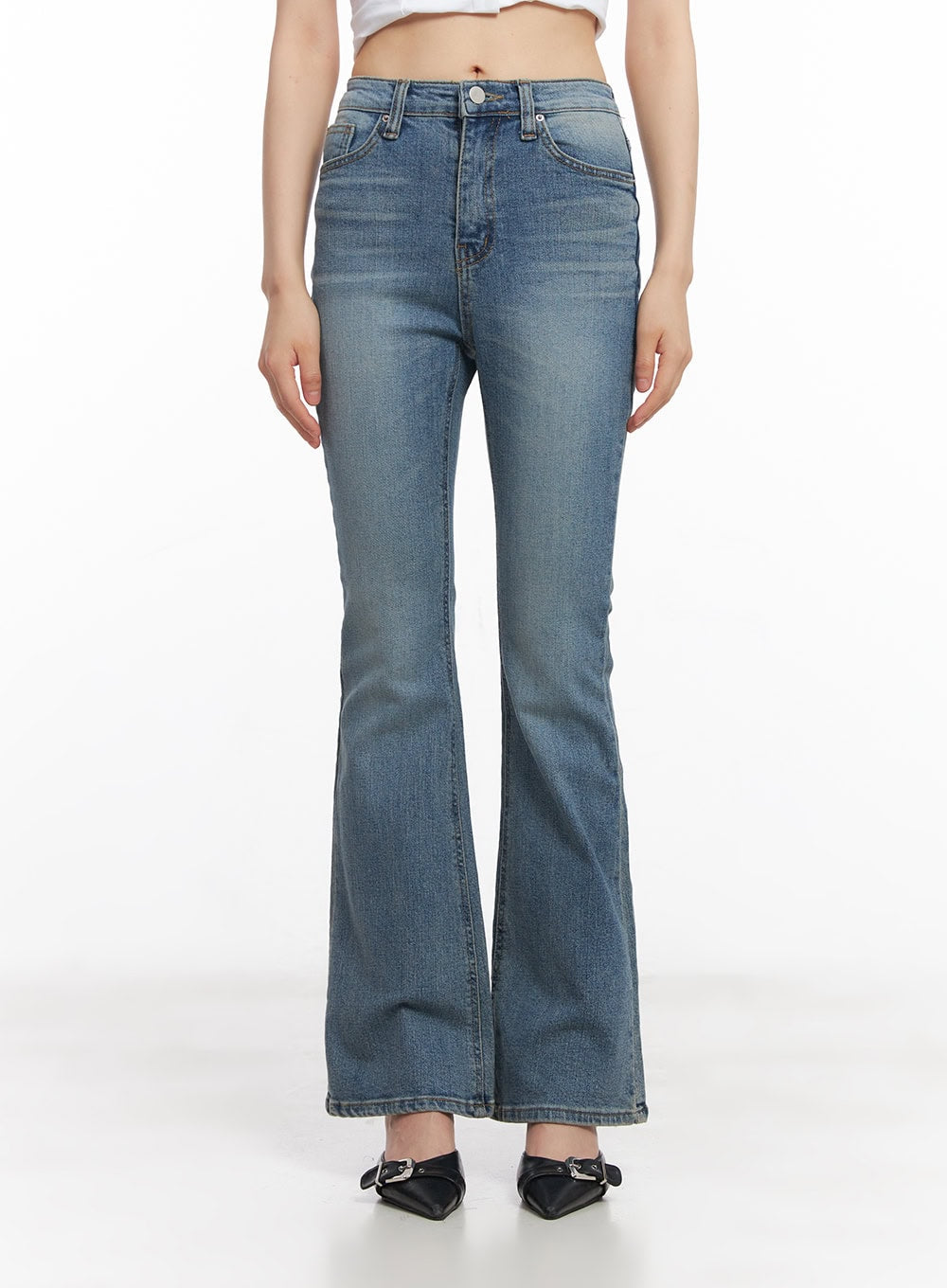 Cassy Slim Washed Flared Jeans CY512