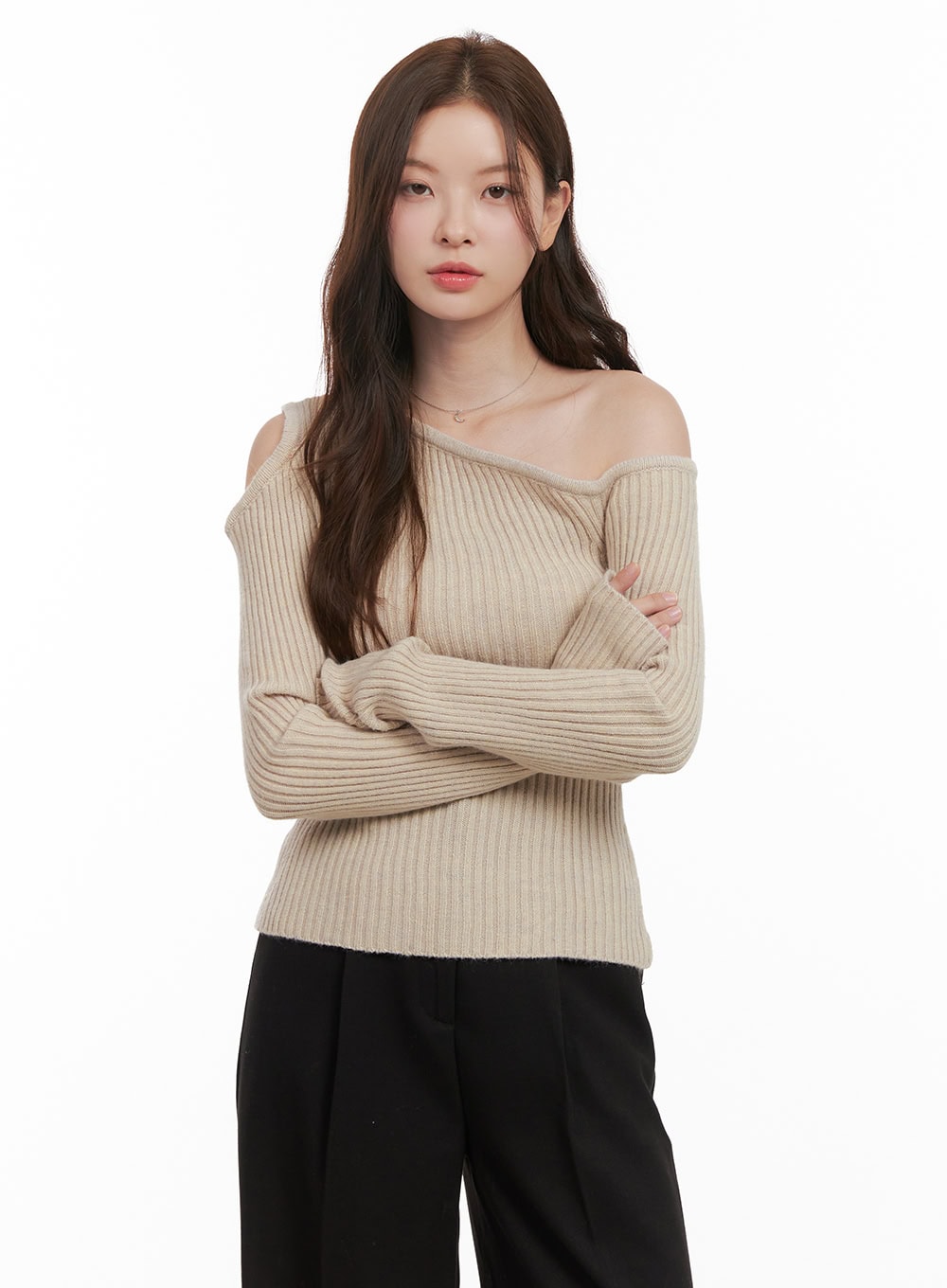 Unbalanced Cut Out One Shoulder Sweater OD403