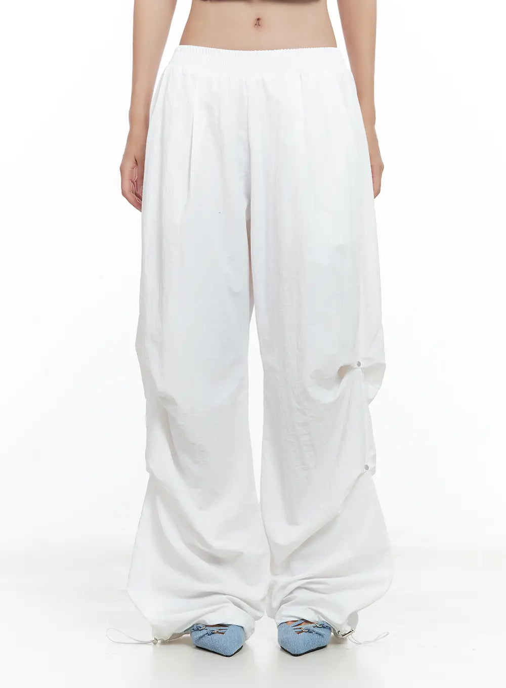 Pintuck Rivet Wide-Leg Joggers CL508