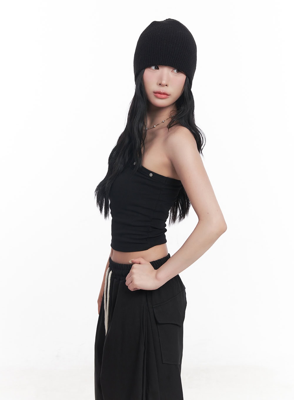 Studded One-Shoulder Crop Tank Top CY527