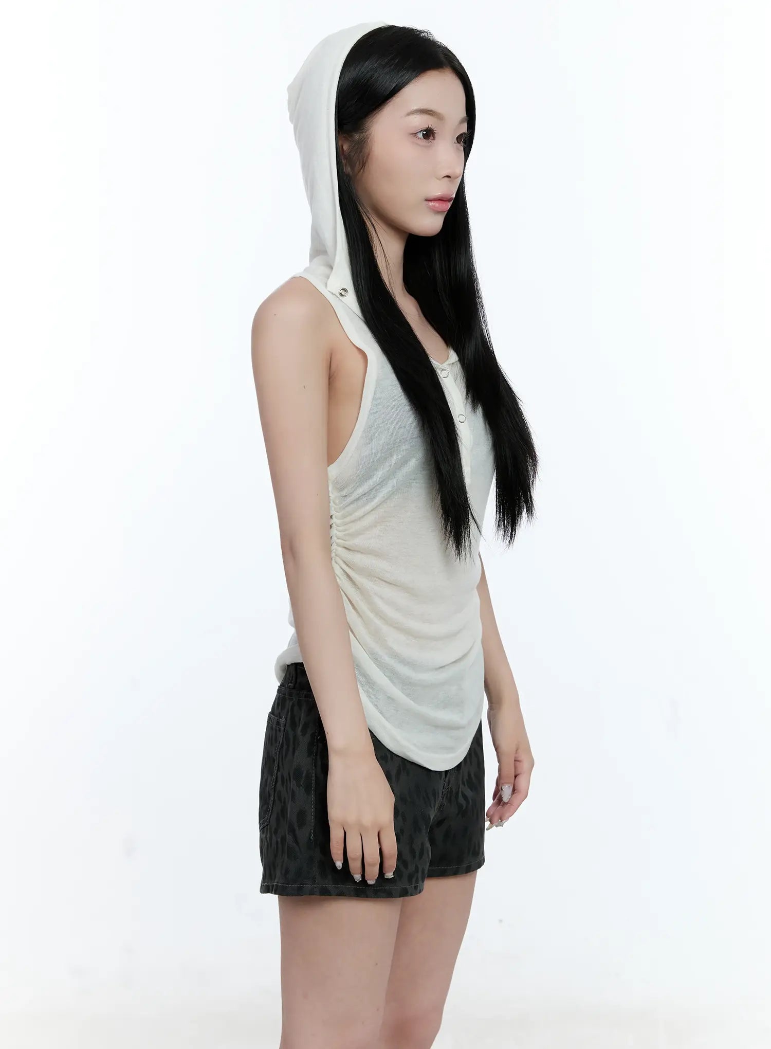 Sheer Hooded Sleeveless Top CG501