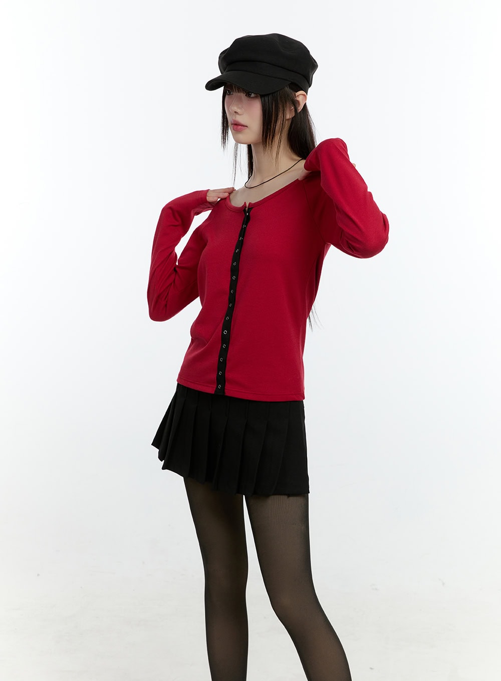 Contrast Buttoned Cardigan CF507