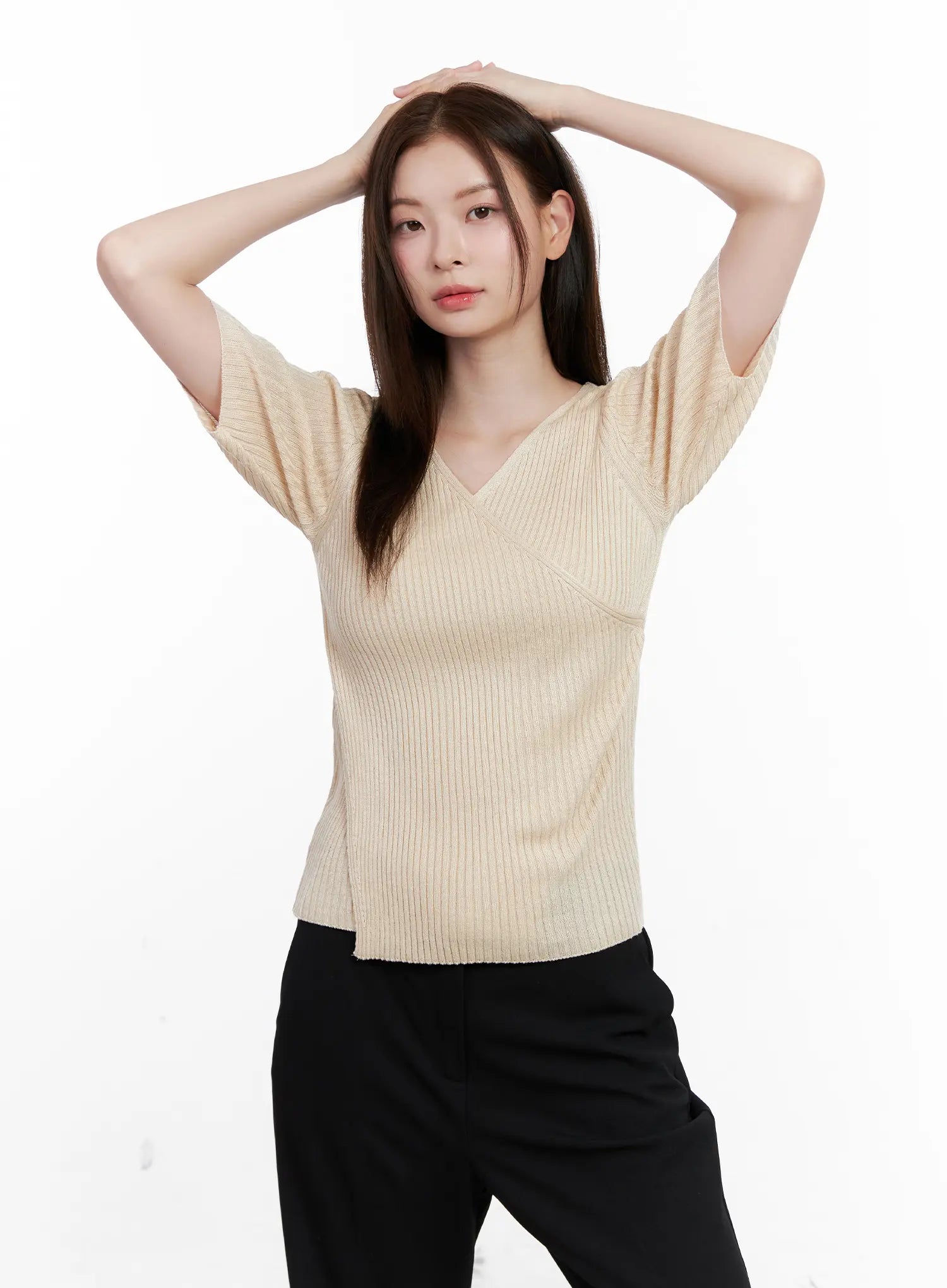 Casual Knit V-Neck Tee CL523