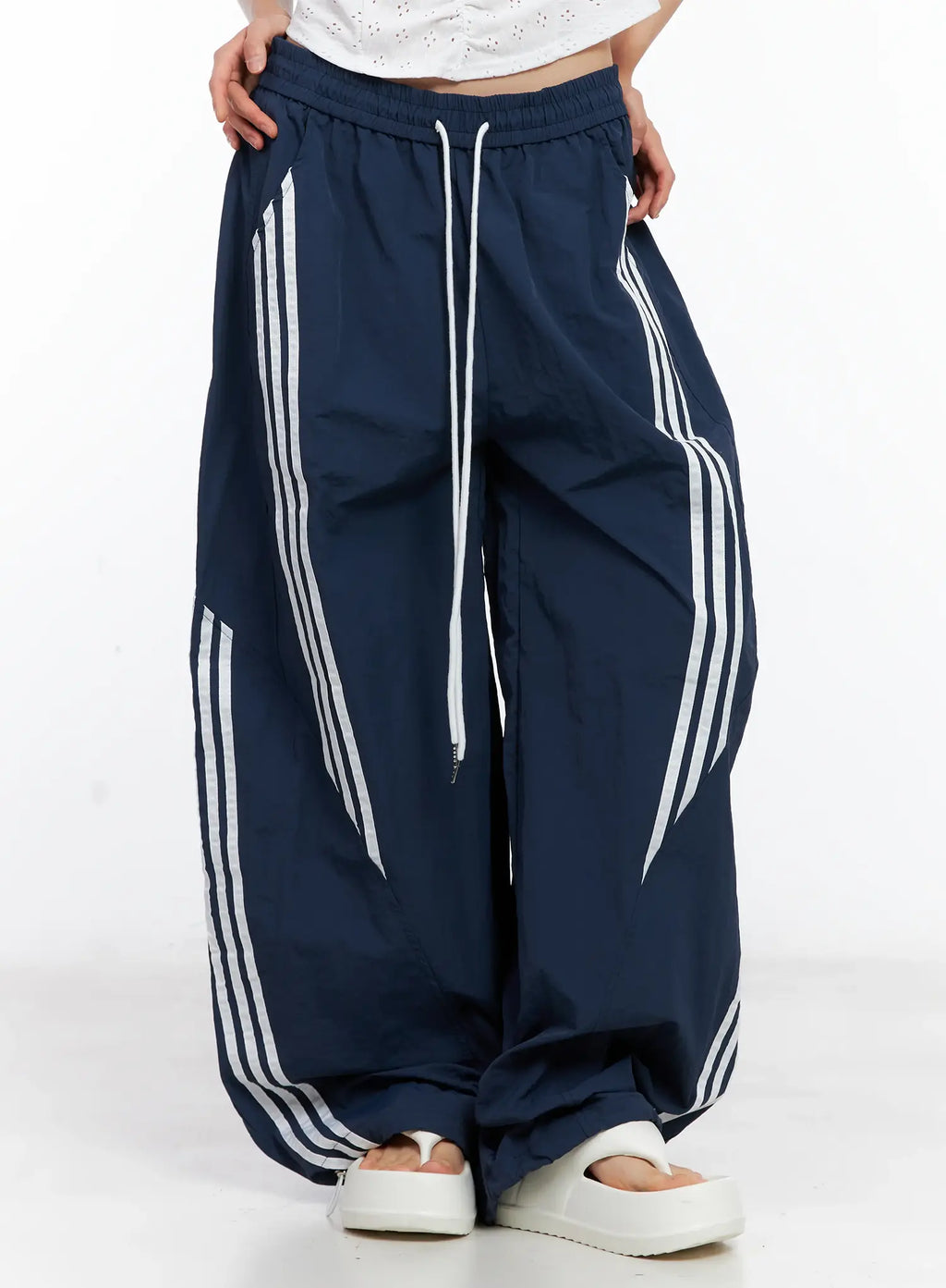 Wide-Leg Drawstring Track Pants CL529