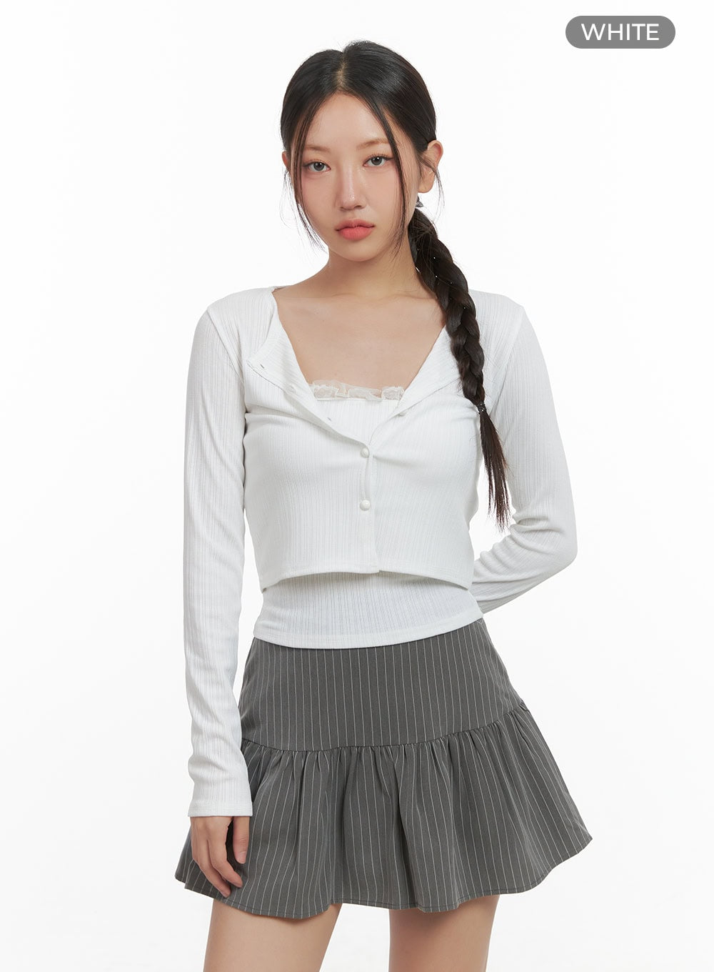 Elegant Lace Trim Crop Cardigan CO402