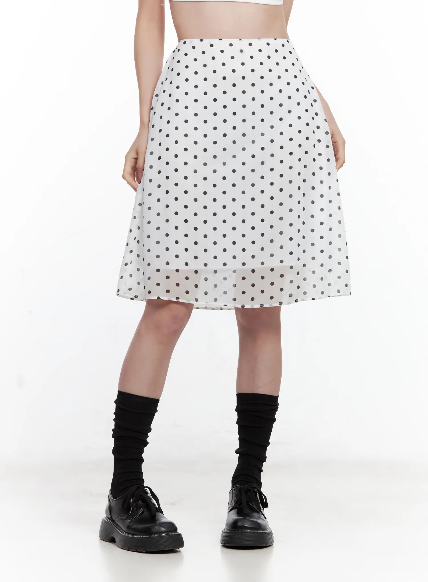 Polka Dot Double-Layered Midi Skirt CL502
