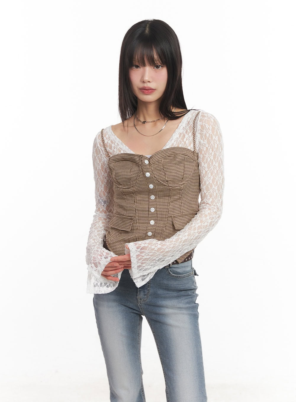 Checked Corset Wired Cami Top CA522