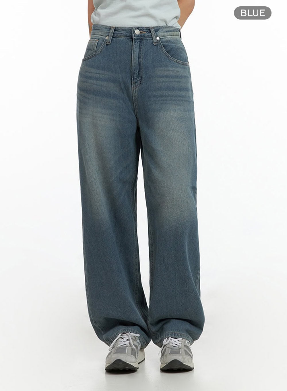 Vintage Washed Wide Leg Jeans CL415