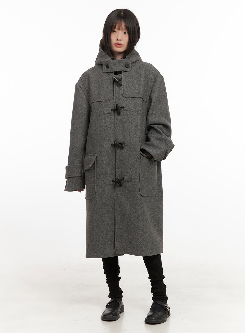 Oversized Wool-Blend Hooded Coat CD425