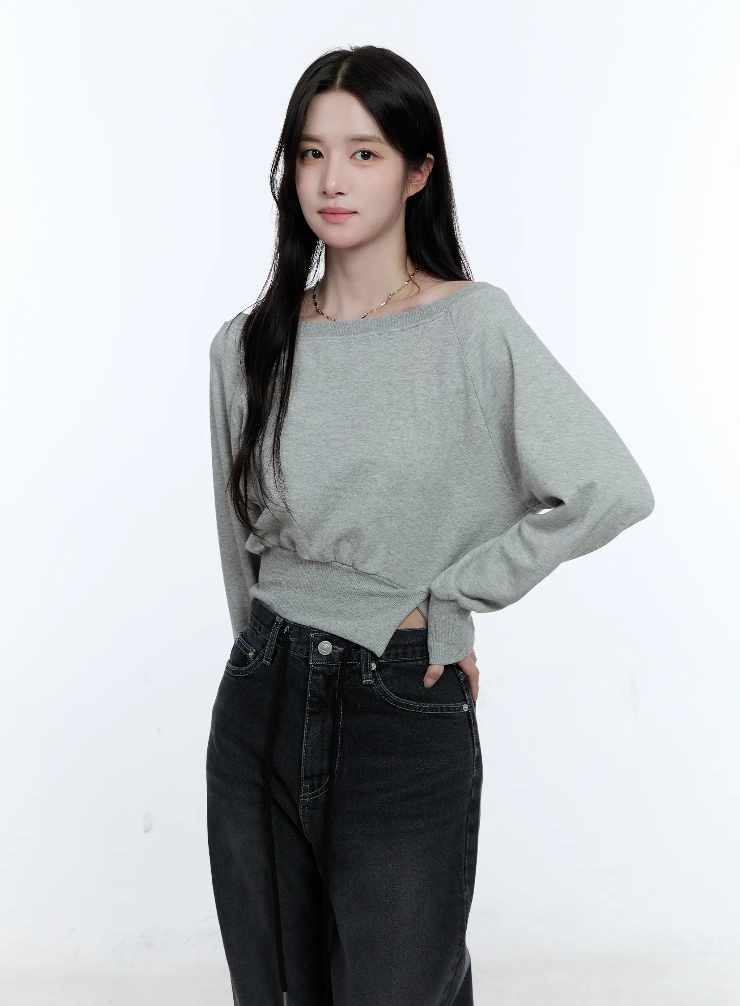 Asymmetric Off-Shoulder Sweatshirt Top CG512