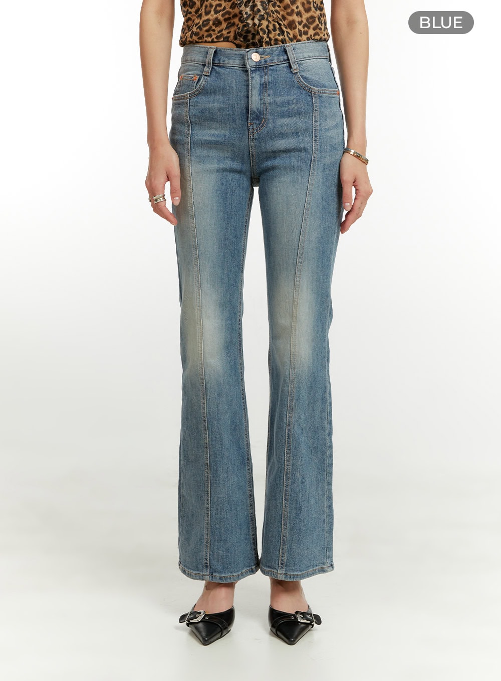 Stitch Detail Bootcut Jeans CU421