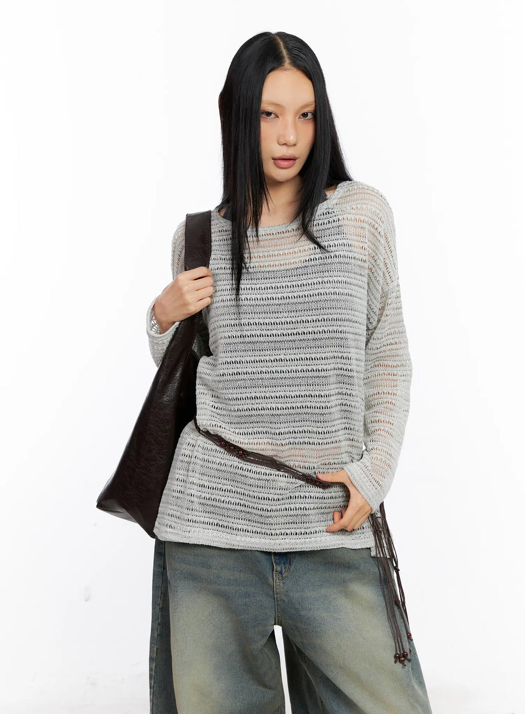 Sheer Knit Long-Sleeve Tee CL530