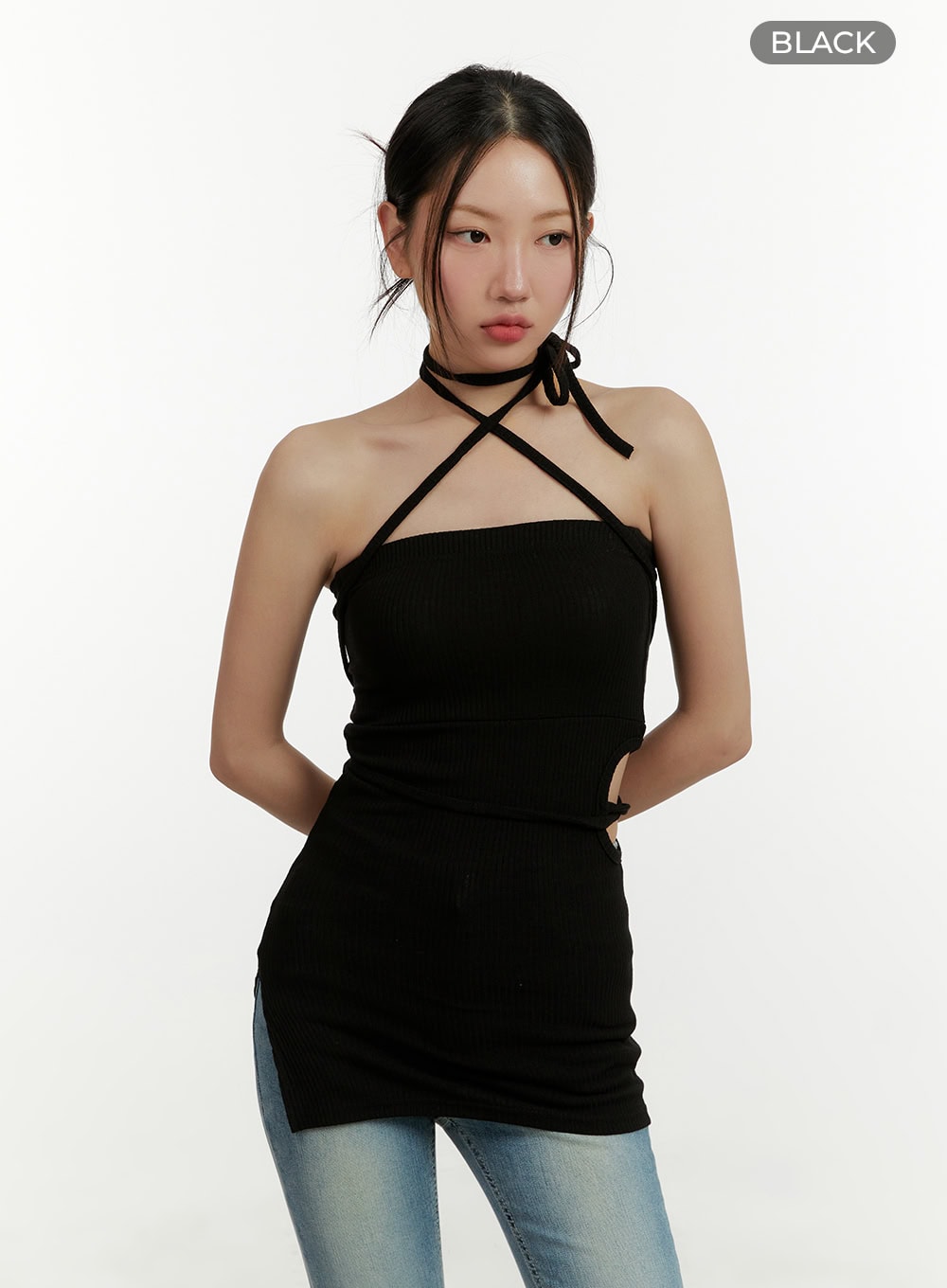 Halter Side Cut Mini Dress CY409
