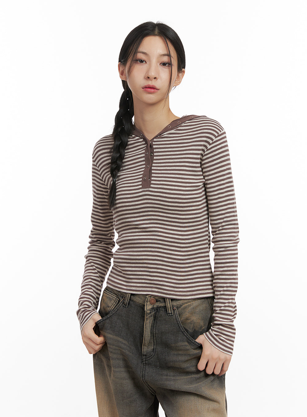 Stripe Hooded Crop Top CN428